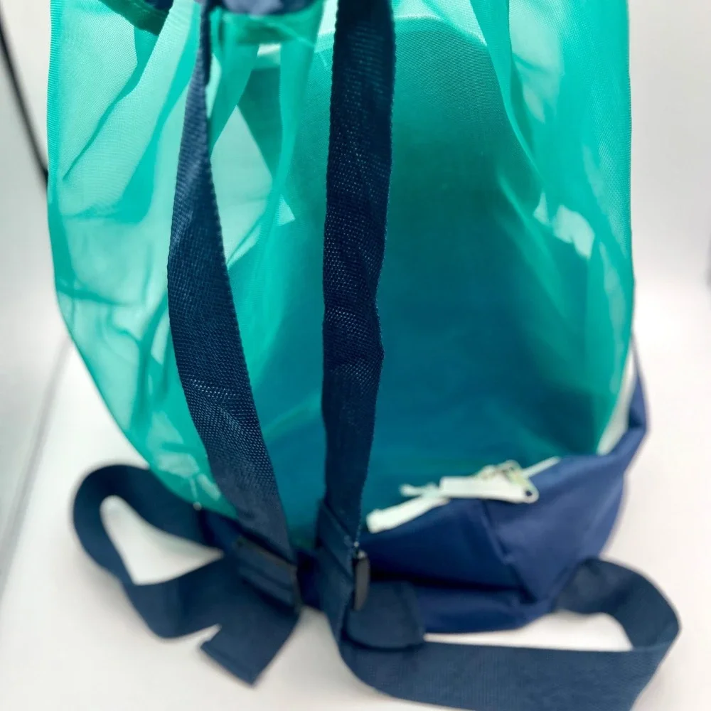 Seattle Maariners‎ Mesh Beach Backpack Drawstring Aqua Blue Travel Gym Bag